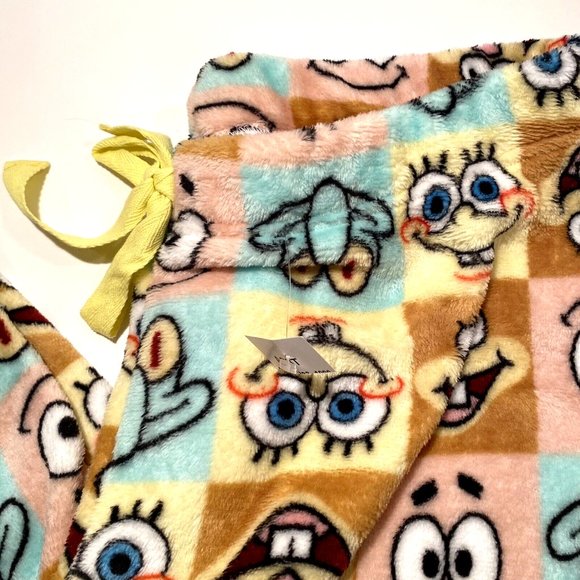 SpongeBob Pajama Pants Cozy Fuzzy Patrick, Squidward, Sandy Soft Lounge PJ Pants - Picture 13 of 15